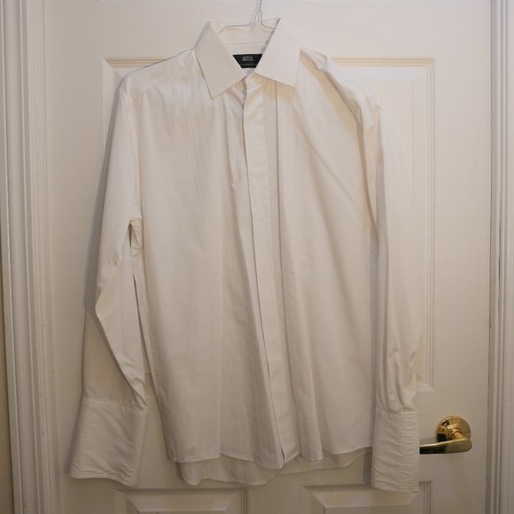Marks & Spencer Evening Wear Men's Long Sleeve Dress Shirt in White Size 16 - Picture 2 of 4